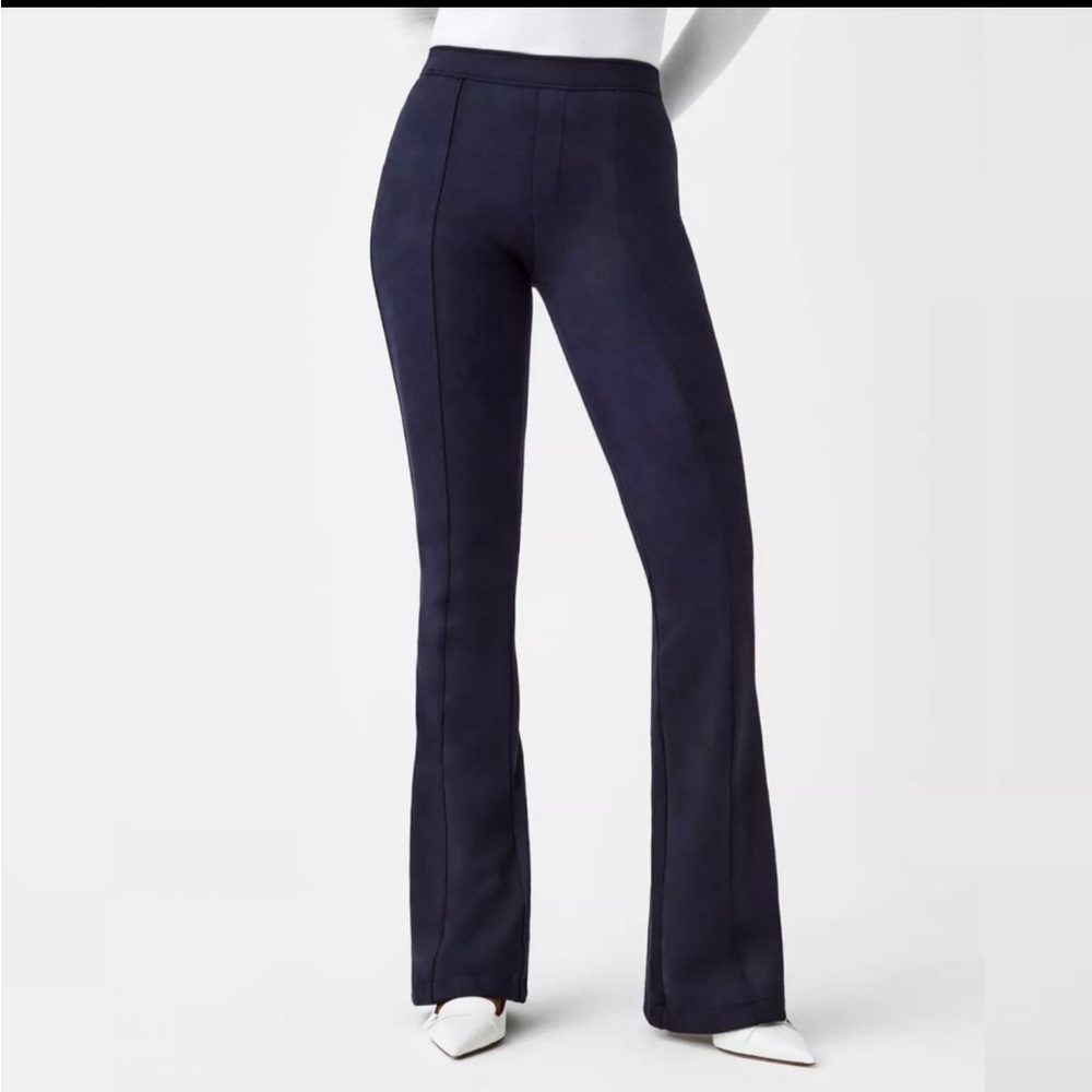 Spanx Faux Suede Flare Pants Large NWT Navy XL